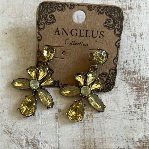 Yellow Floral Drop Earrings - Picture 1 of 3
